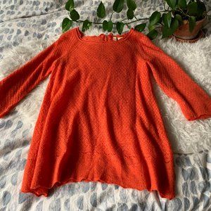 Anthropologie Moth Orange Wool Zip Back Sweater